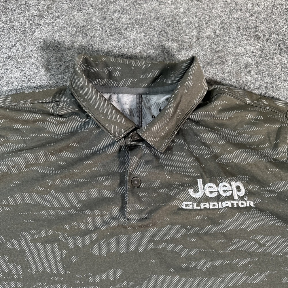 NIKE x Jeep Gladiator Gray Camouflage Men's Large Polo Shirt Dri-Fit Golf